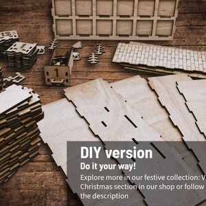 Standard, unpainted, assembled wooden Christmas calendar with 24 drawers. DIY