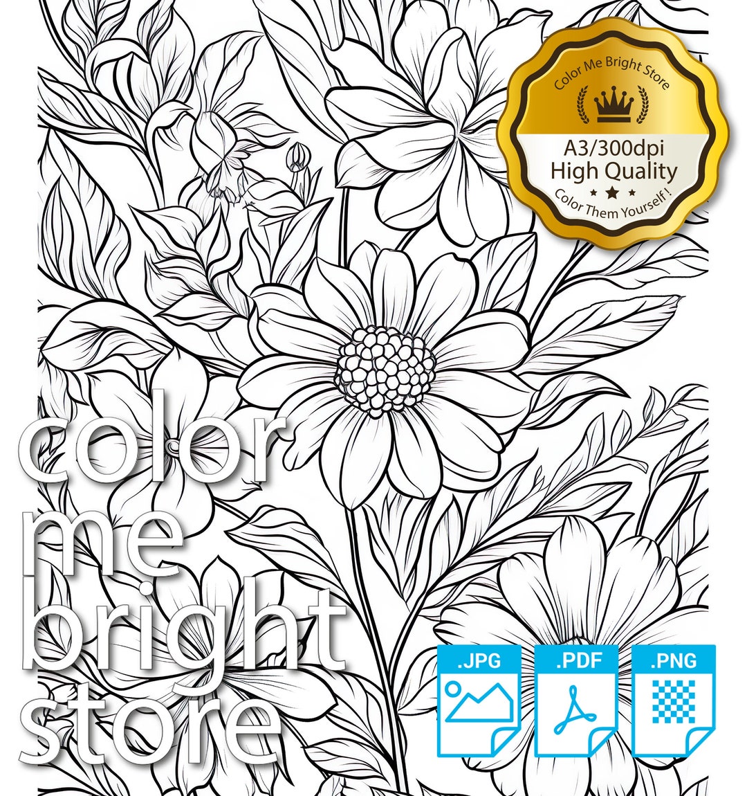 Coloring Page Printable Pattern Floral Coloring Pages Instant Download ...