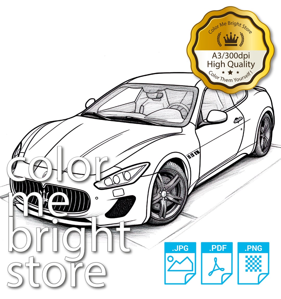 Coloring Page Printable Adult Cars Coloring Pages Instant Download ...