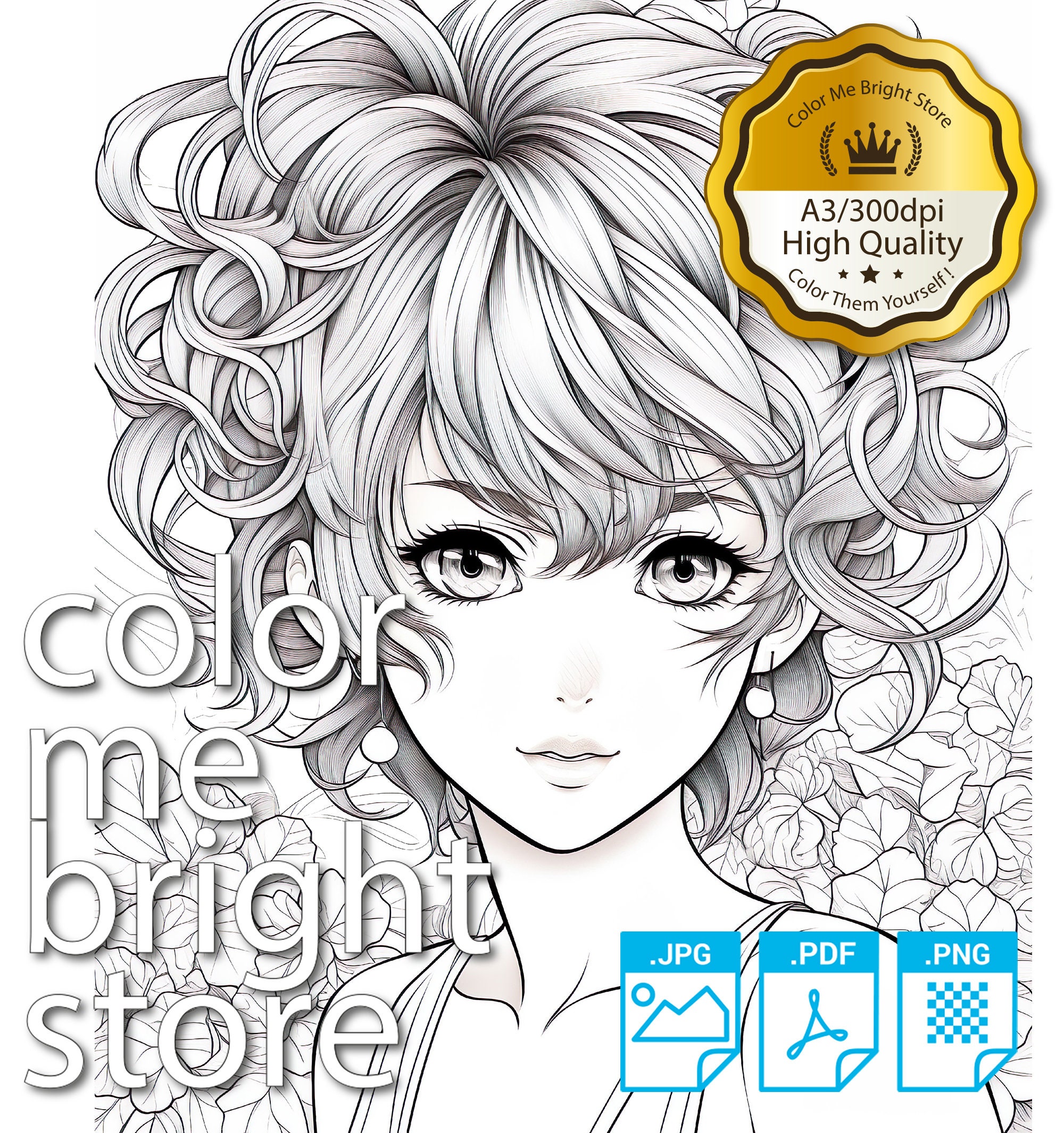 Premium Coloring Page Printable Adult Women Coloring Pages Book Instant ...