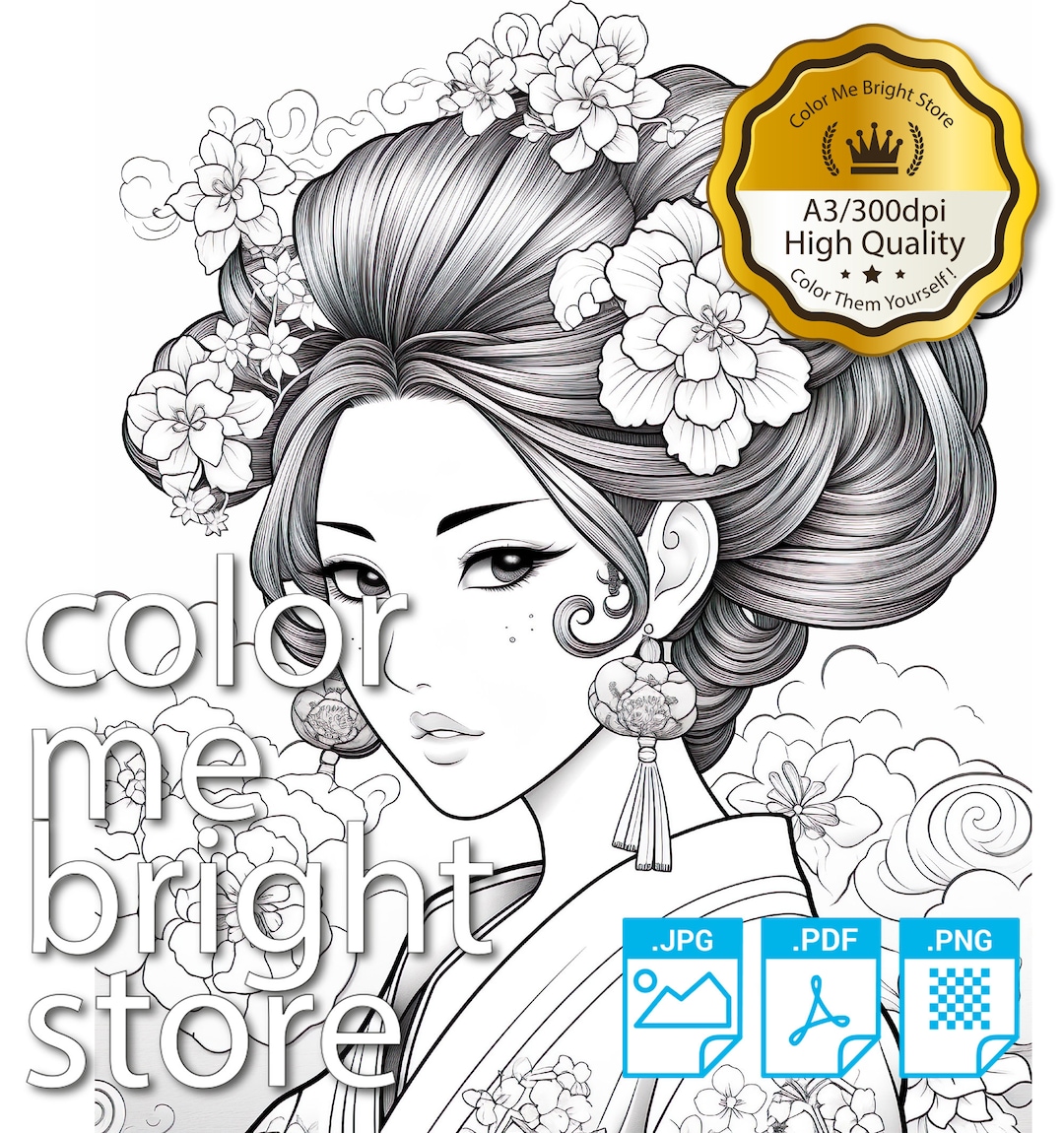 Coloring Page Printable Adult Women Coloring Pages Book Instant ...