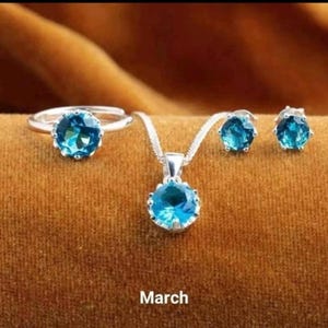 925 Sterling Silver Gorgeous Blue Topaz Necklace set, Topaz With Stud Earrings, gemstone Jewelry, November Birthstone jewelry Set