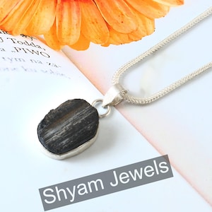 Black Tourmaline Rough Pendant Tourmaline Silver Necklace Black Tourmaline Silver plated Jewellery Handmade bezel Silver Pendant