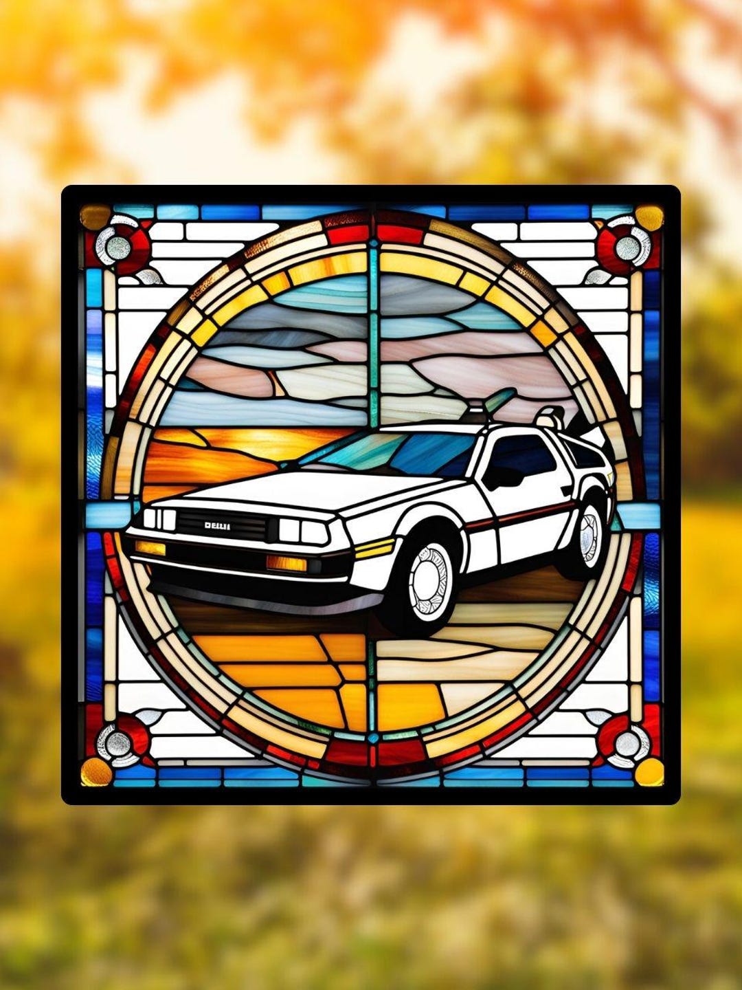 Delorean Car Stained Glass Window - Etsy