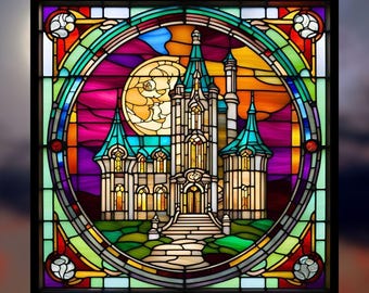 Glas-in-loodraam met Halloween-thema – Mysterieuze raamdecoratie – Origineel cadeau voor liefhebbers van het bovennatuurlijke