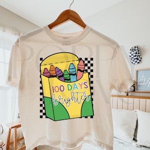 100 Days Brighter Digital File, Teacher T-shirt Art, Educator PNG, Sublimation, 100 Days of School Transparent Background, PNG