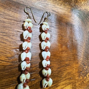 100% Genuine Niihau Heliconia earrings. Gold filled ear hooks, kahealani shell, puka shell, Ni’ihau shell jewelry, gems of he sea, seashells
