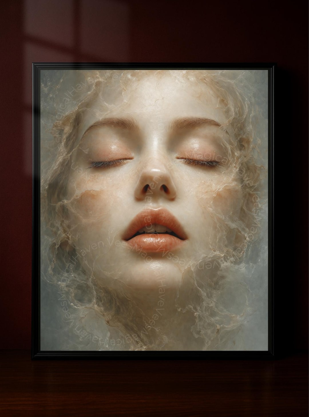 Ethereal Woman Water Portrait Art Print, Soft Feminine Wall Art, Dreamy ...