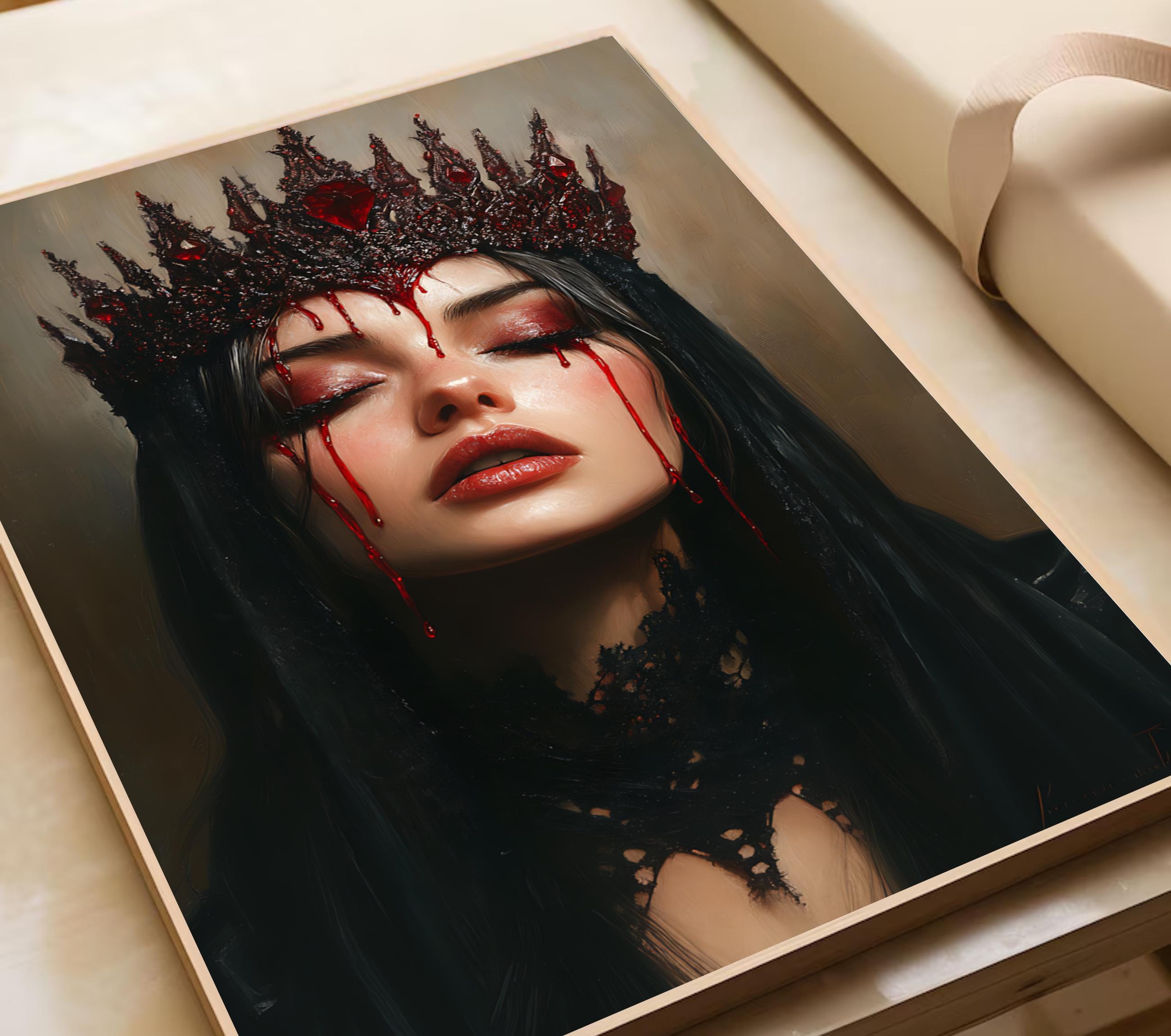 Gothic Queen Digital Art Print | Dark Fantasy Vampire Wall Art | Bloody ...