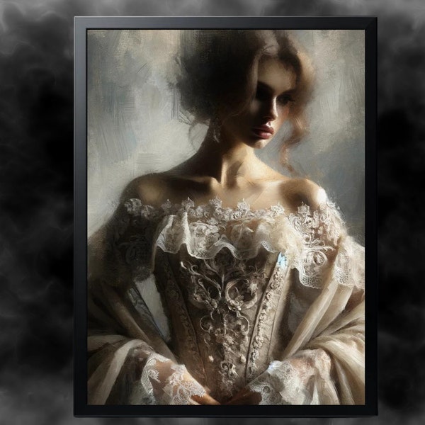 Victorian Vampire, Oil Paint, Dark Academia Vampire Print, Gothic Horror Aesthetic, Vintage Fantasy, Digital Download