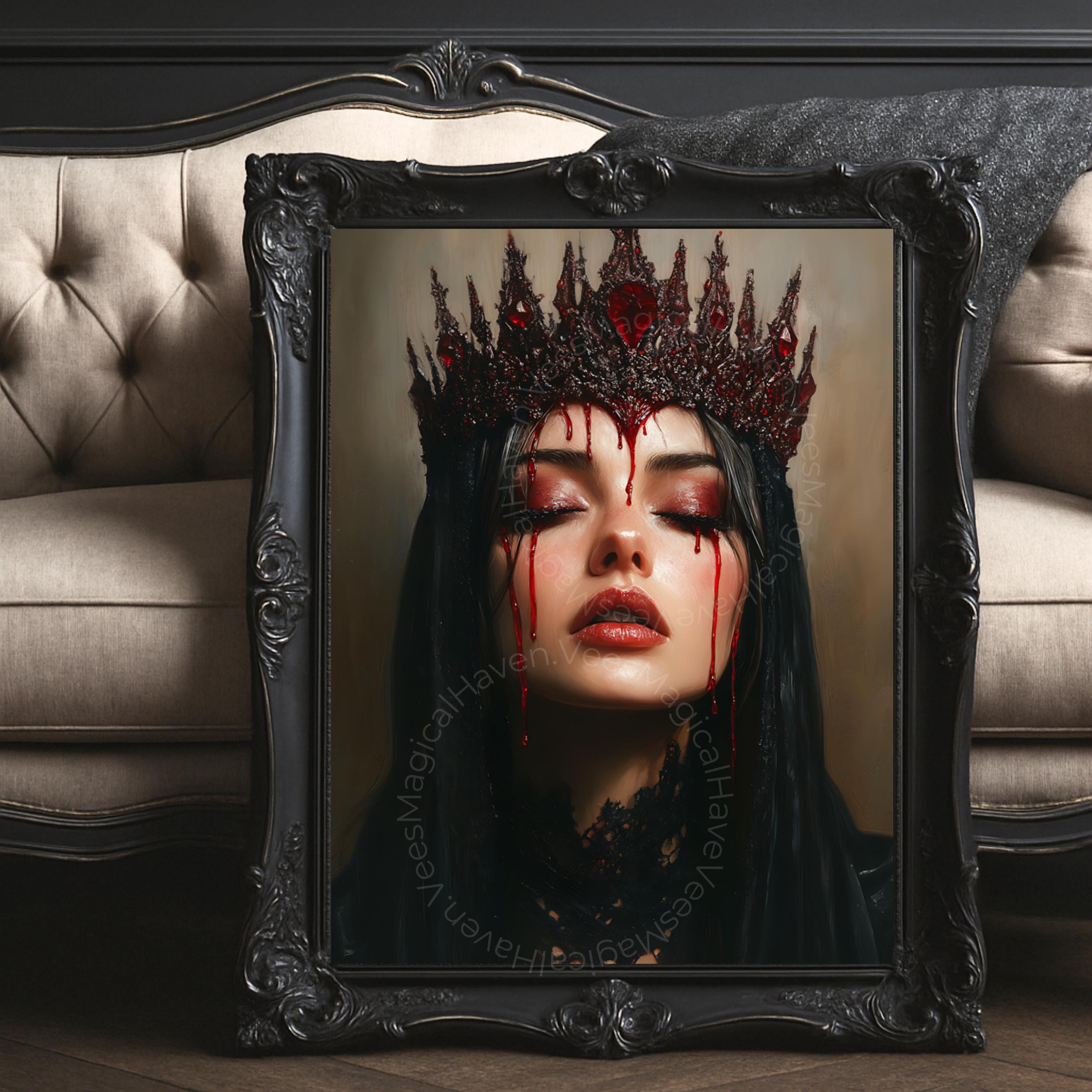 Gothic Queen Digital Art Print | Dark Fantasy Vampire Wall Art | Bloody ...