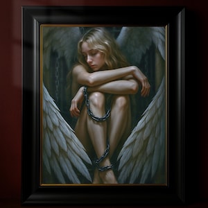 Captive Angel Poster | Dark Fantasy Angel Wall Art | Gothic Fallen Angel Print