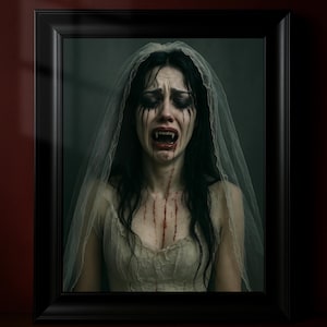 Crying Vampire Bride Poster: Gothic Vampire Wall Art, Dark Fantasy Horror Halloween Decor