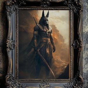 Póster fotográfico de Anubis, impresionante impresión artística de mitología egipcia para decoración del hogar, regalo único para aficionados a la historia y amantes de la mitología