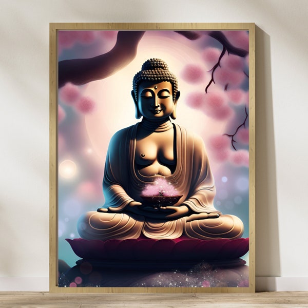 Buddhism Art, Zen Meditation, Spiritual Decor, Buddhist Sculpture, Buddha Wall Print,