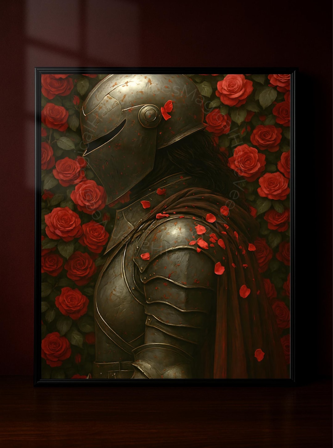 Knight and Roses Digital Art | Fantasy Armor Wall Print | Dark Academia ...