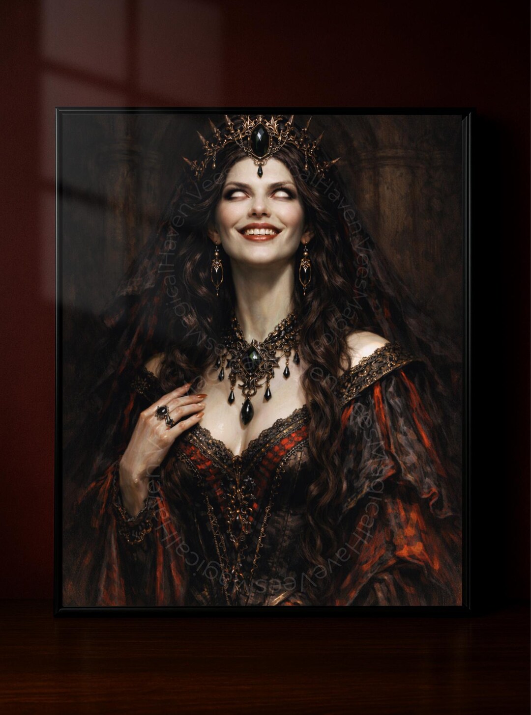 Haunting Witch Queen Art Print, Dark Fantasy Queen Wall Art, Gothic ...