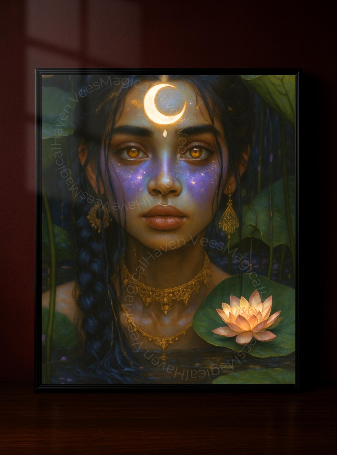Moon Goddess Digital Art | Fantasy Woman Wall Print | Mystical Portrait ...