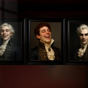 Triptyque vampire souriant : tirages d&#39;art gothiques sombres du monde universitaire (téléchargement PDF, lot de 3)
