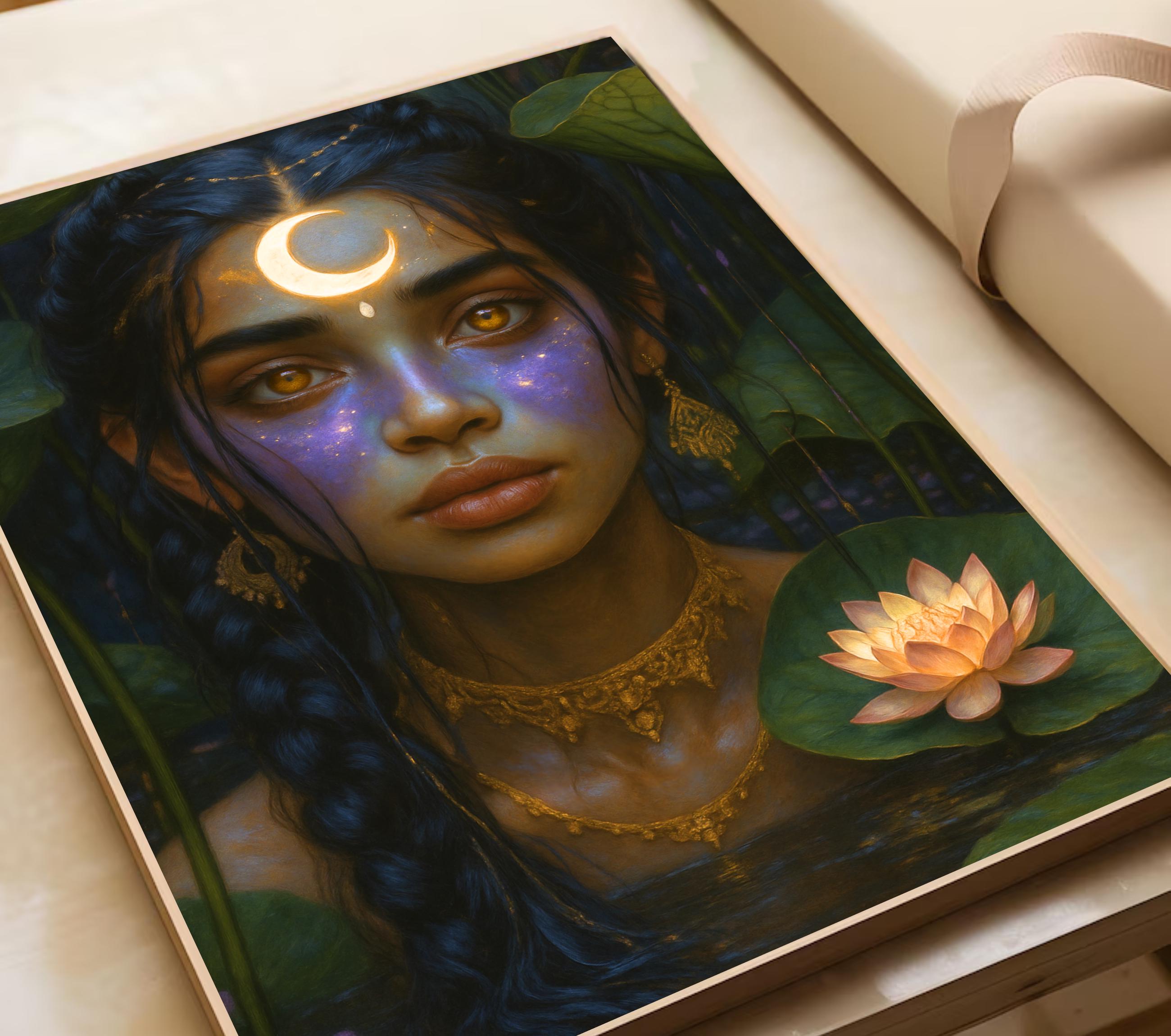Moon Goddess Digital Art | Fantasy Woman Wall Print | Mystical Portrait ...