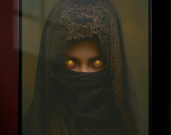 Gothic Veiled Women Poster, Dark Fantasy Supernatural Wall Art, Mysterious Occult Gothic Decor Print