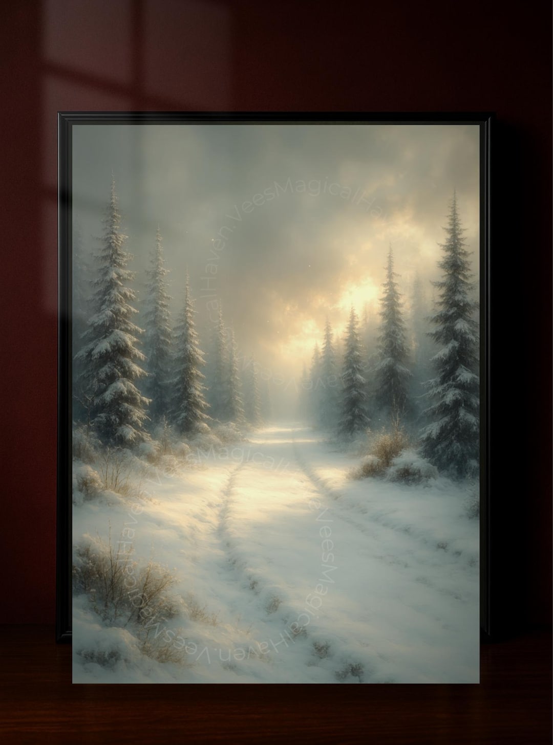 Snowy Forest Path Digital Download | Winter Landscape Wall Art | Moody ...
