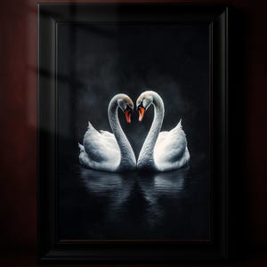 Poster Schwan: Dark Academia Gothic Nature Kunstdruck
