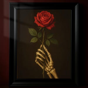 Skeleton Hand Rose Print: Gothic Tattoo Style Wall Art (PDF Download