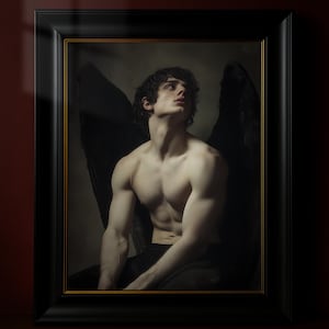 Póster de Ángel Oscuro Caído, estilo renacentista de Academia Oscura, regalo de arte mural gótico y de terror.