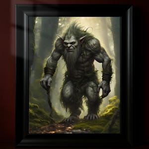 Forest Goblin Poster, Dark Fantasy Creature Wall Art, Gothic Mythology Decor, Creepy Woodland Monster Print