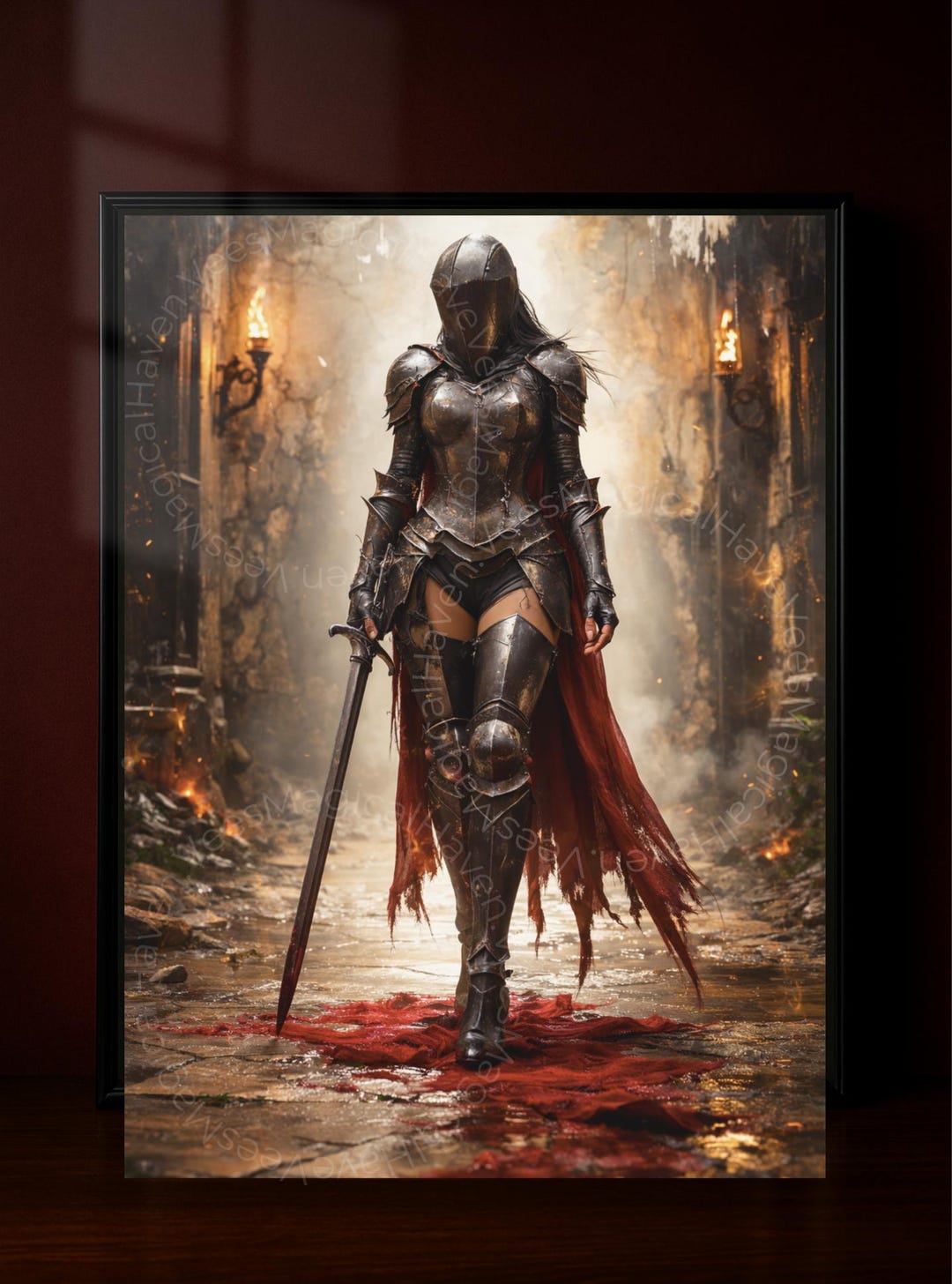 Dark Knight Wall Art, Gothic Warrior Poster, Medieval Fantasy Print ...