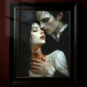 Vampire Lovers Digital Art | Gothic Romance Printable Wall Art | Dark Fantasy Couple Print | Victorian Vampire Decor | Moody Art Download