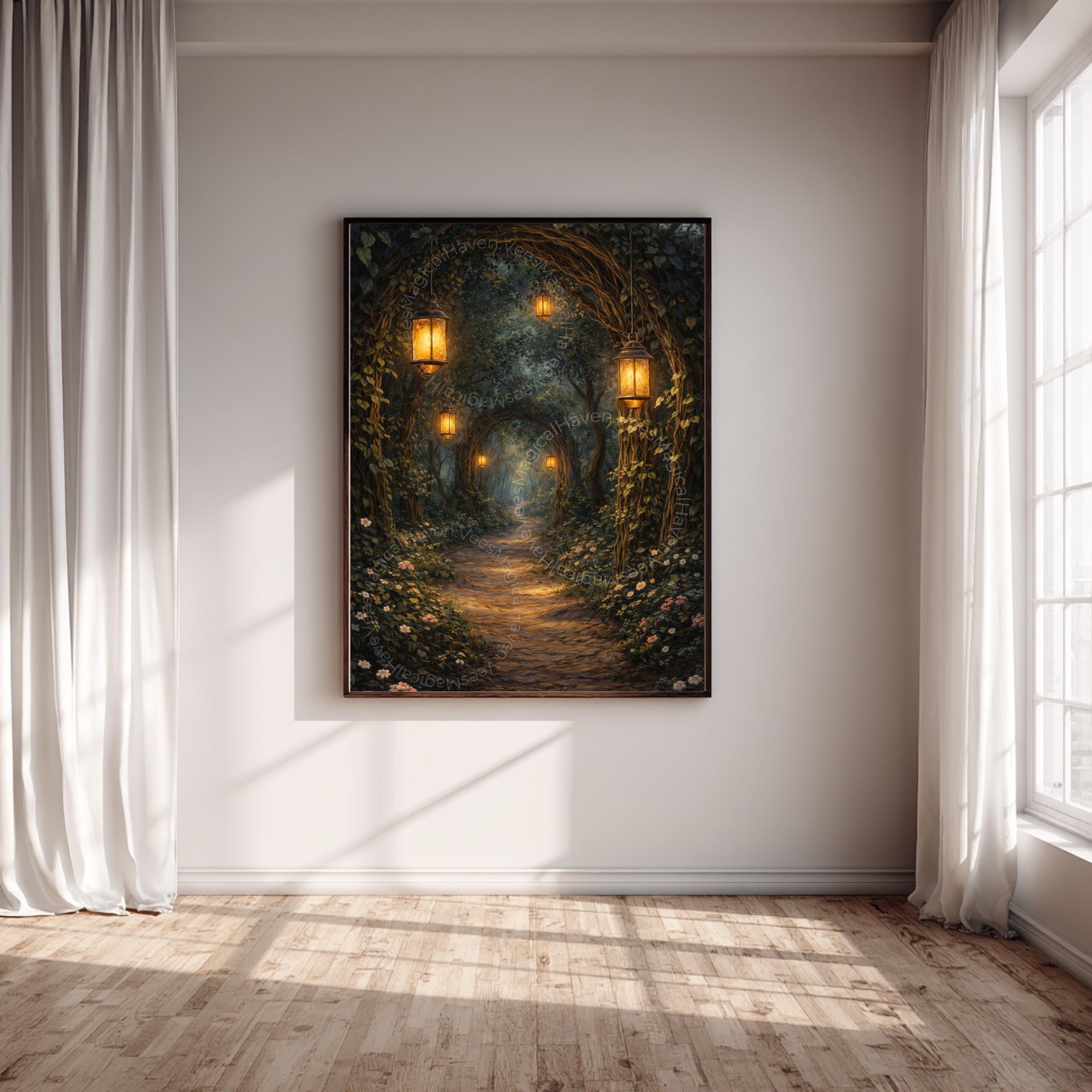 Enchanted Forest Path Digital Download, Magical Lantern Woodland ...