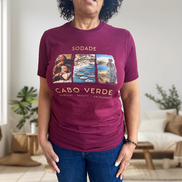 Cabo Verde Kultur T-Shirt | Cabo Verde Leute Geschenk | Afrikanisches Kulturkleid | Strandlandschaft | Kap Verde Strände