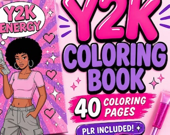 Y2K Energy Coloring Book – Black Girls, Retro Vibes (PDF + JPEG)