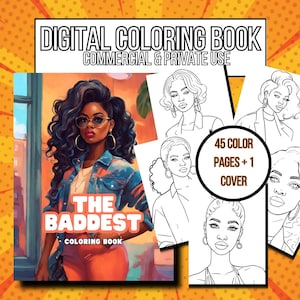 Black Women Coloring Book: 45 Baddie Coloring Pages (PDF Pattern)