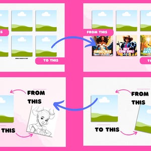 Op de afbeelding: Een grafisch ontwerp-tutorial die laat zien hoe je een eenvoudige landschapsafbeelding kunt transformeren in een complexere en gedetailleerdere afbeelding. De tutorial laat zien hoe je details kunt toevoegen aan de lucht, het gras en de heuvels. De tutorial laat ook zien hoe je een personage aan de afbeelding kunt toevoegen.