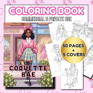 Coquette Bae målarbok | 50 sidor, 5 omslag (digital nedladdning)