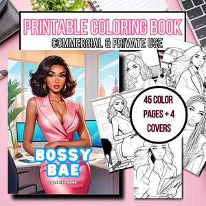 Black Women coloring book Black woman entrepreneurs Bossy Bae PLR coloring Pages African American Business Baddies commercial use for KDP