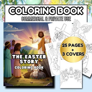 Coloring book The Easter Story Holy Week Coloring page, Christian Easter Activity, Bible Story, Religious Easter Gift for Kids & Adults