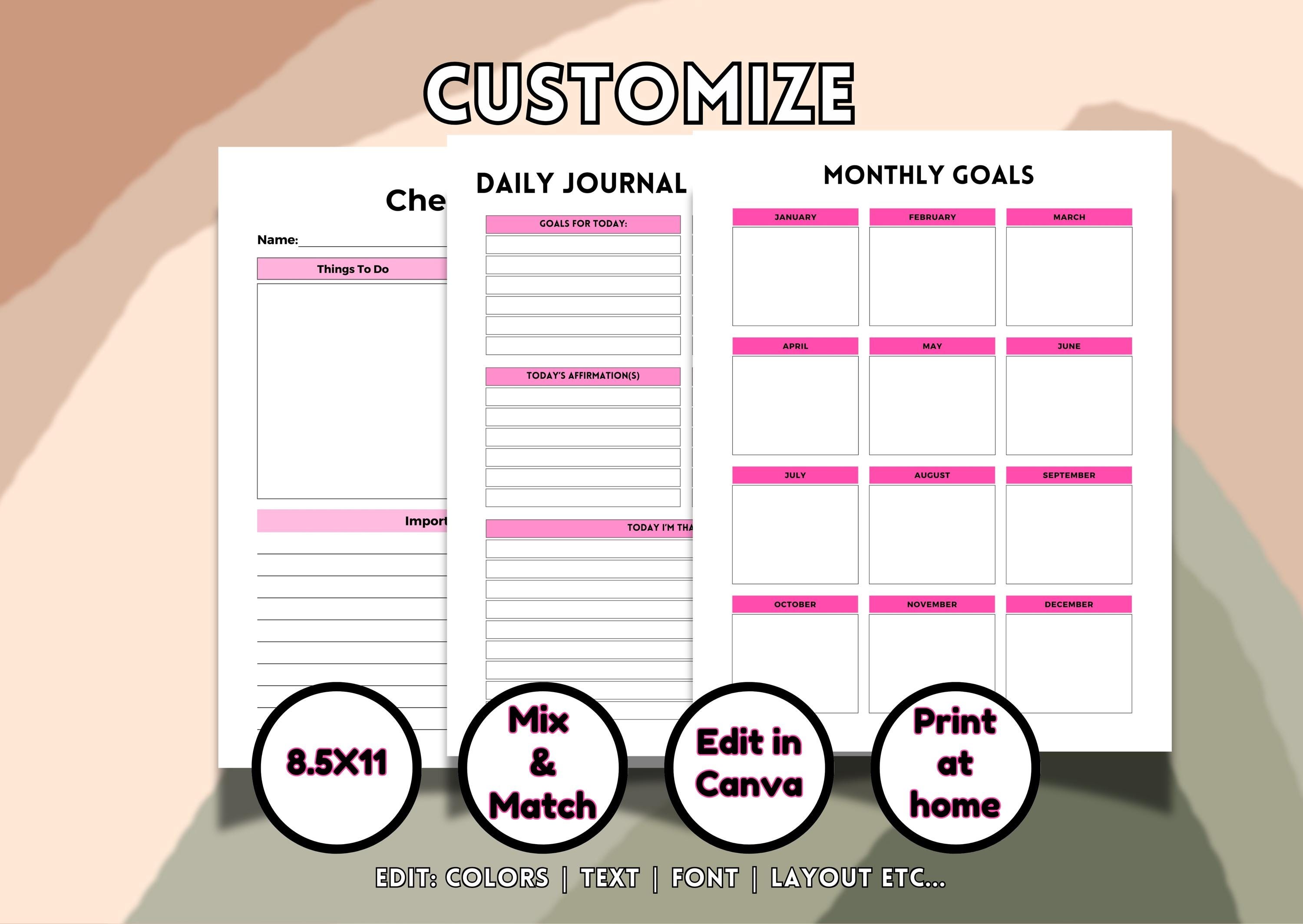 Vision Board Coloring Planner 2025 Colouring Pages Melanin PLR ...