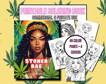 Stoner Malbuch: Schwarze Hippie Frauen, Melanin-Kunst (PLR KDP Interior)