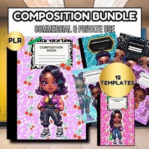 Chibi Kids Composition Notebook Bundle | 12 Covers | Commercial Use PLR ...