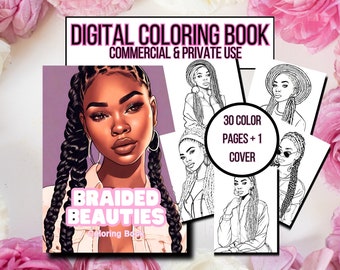 Black Women with Braids Coloring Book: PLR Resell Rights (Digital Download)