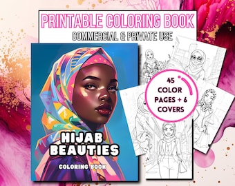 Hijab Beauties Coloring Book: African American Women (PLR, KDP Interior)