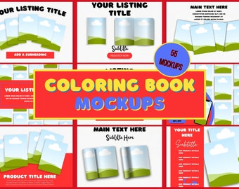 Book Mockup Canva Templates Coloring Book Mockups Etsy Seller Listing Photos Template for Kids Books  KDP A+ Content Coloring page Display
