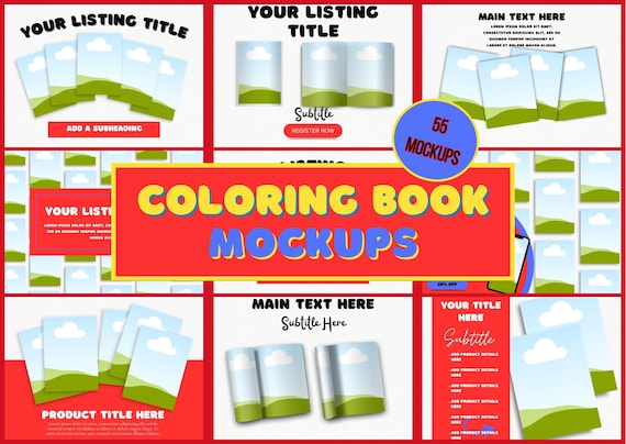 Coloring Book Mockup Canva Templates: 55 Etsy Listing Photos