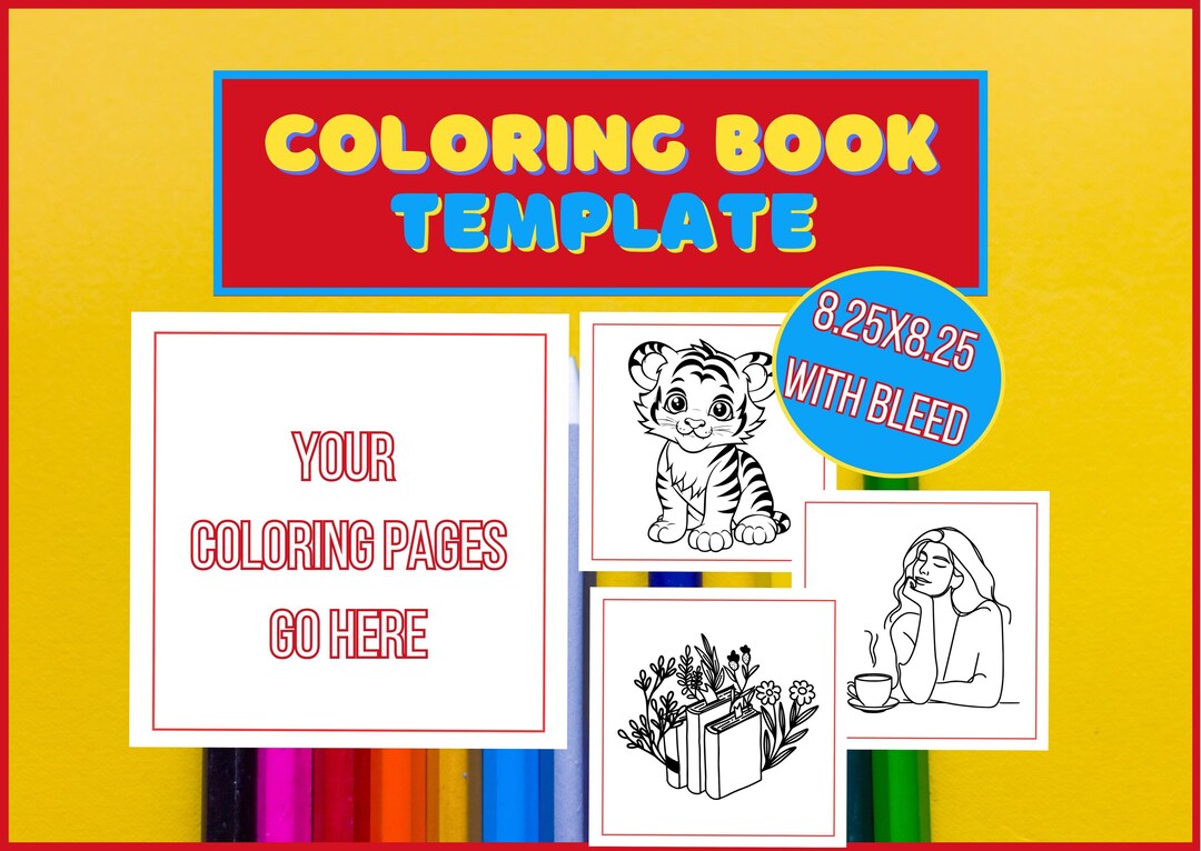 KDP Coloring Book Template 8.25x8.25 Canva Pages (with Bleed) Etsy
