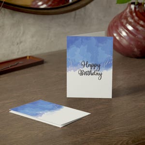 Verjaardagskaart | Blauw wolkontwerp | Wenskaarten | Leuk briefpapier | Feestkaarten | Cadeaubonnen | Feestje