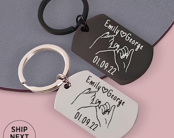 Personalized Pinky Promise Keychains: Stainless Steel Couple Keyrings